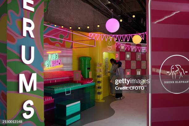 Citizens attend a promotional event held by US skincare brand DRUNK ELEPHANT in Shanghai, China, April 28, 2024.