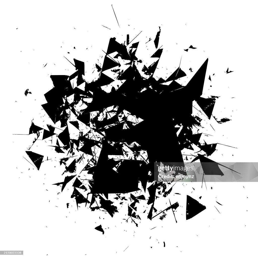 黒の粉々になった形状グリッチ ベクトル イラスト