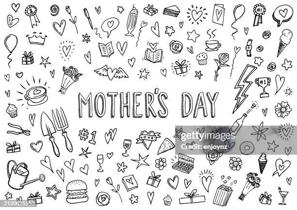 ilustraciones, imágenes clip art, dibujos animados e iconos de stock de día de las madres dibujos de garabatos de niños esquemáticos - madre