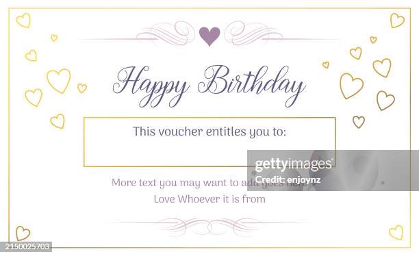birthday gift certificate vector design - birthday gift stock illustrations