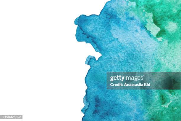 blue and green abstract watercolor background,isolated on white.negative space for text. - art movement stock pictures, royalty-free photos & images