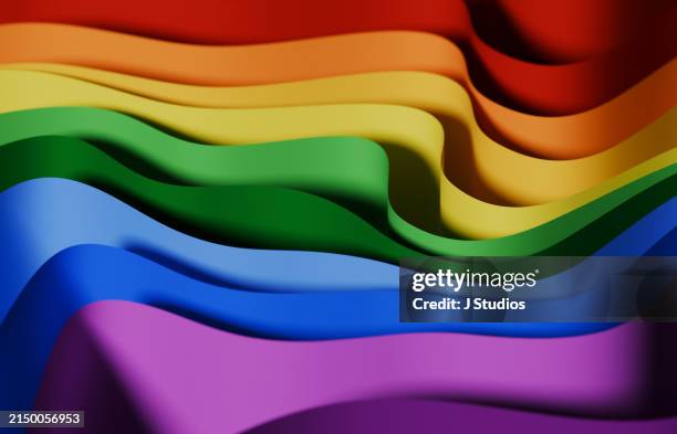 abstract wave pattern in rainbow colors - pride gradient stock pictures, royalty-free photos & images