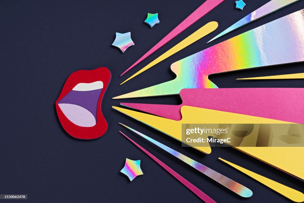 Open Red Mouth Shouting and Screaming Making Noise, Paper Craft