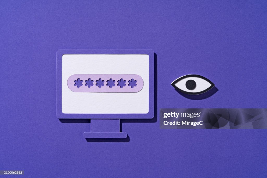 Spying Eye Peeping at Passwords on Computer Screen, Paper Craft