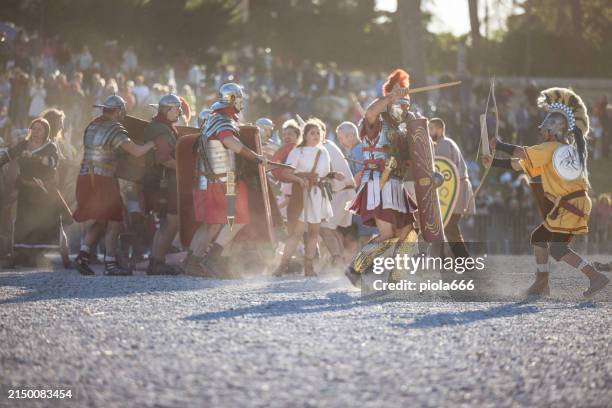 reenactment of the birth of ancient rome empire - roman stock pictures, royalty-free photos & images