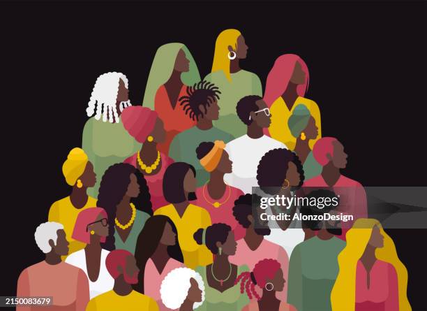 celebrating diversity. banner design featuring african american community. - africa freedom day stock illustrations