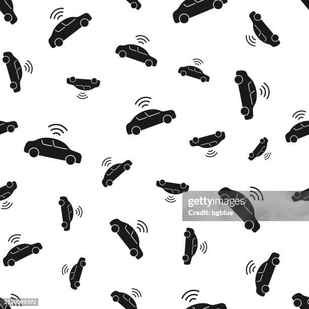connected car. seamless pattern. icons on white background - simple park background stock illustrations