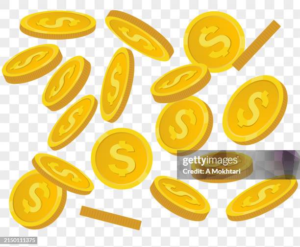 dollar coin on transparent background. - canadian coins stock illustrations