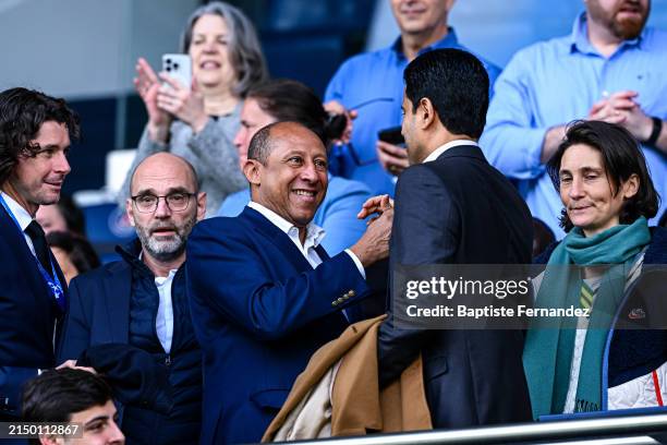 Philippe DIALLO President of the French Football Federation with Nasser AL-KHELAIFI president of Paris Saint Germain attends the Women's Champions...