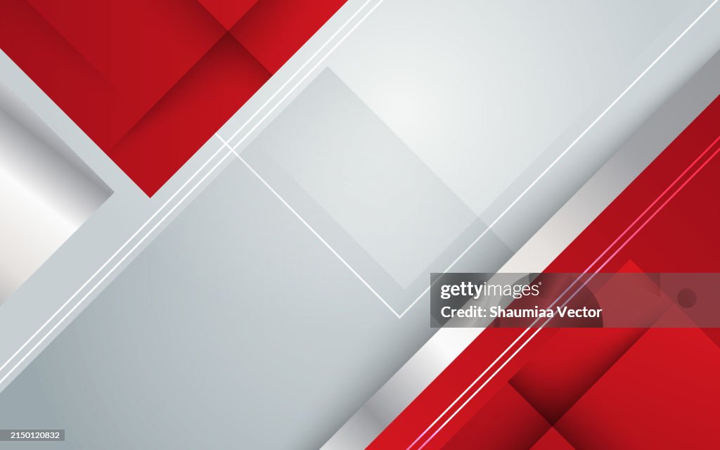 Modern red and silver gray colors gradient abstract papercut business background vector design, on white. Futuristic modern backdrop design for business, presentation, ads, banner, website, landing page, wallpaper screen and more