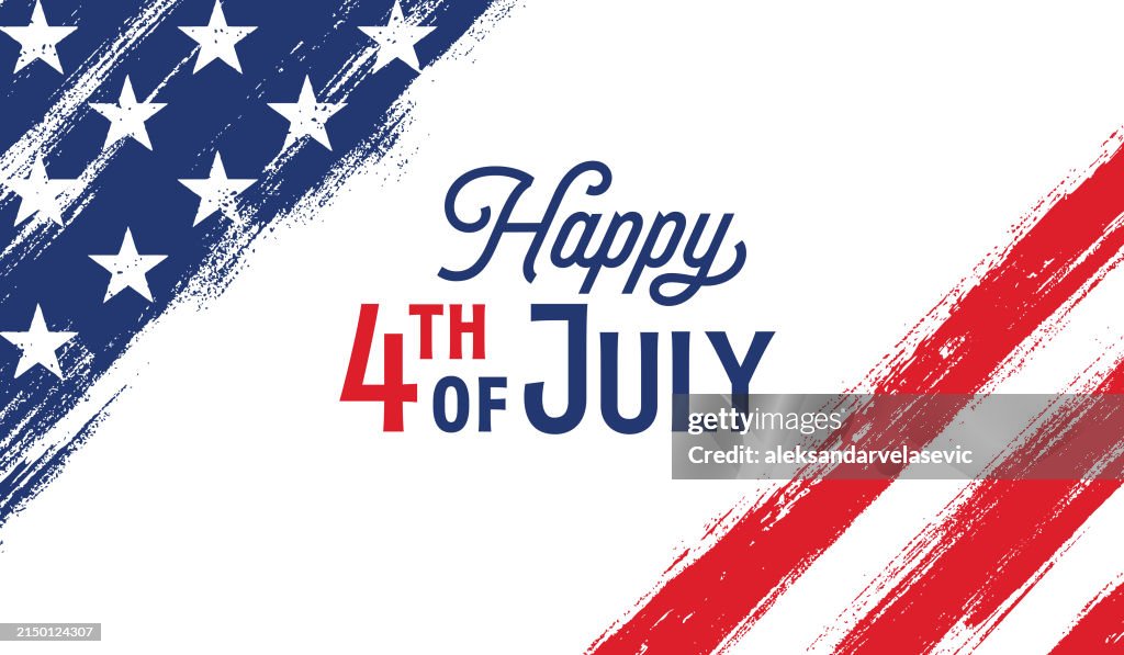 Happy Fourth of July Background with Painted American Flag and Text