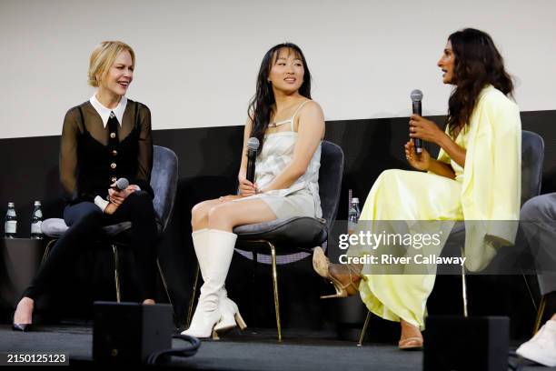 Nicole Kidman, Ji-young Yoo and Sarayu Blue speak on a panel at the official Emmy FYC event for "Expats" held at the Prime Experience at nya WEST on...