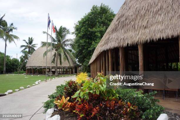 polynesian architecture - polynesian cultural center hawaii stock pictures, royalty-free photos & images
