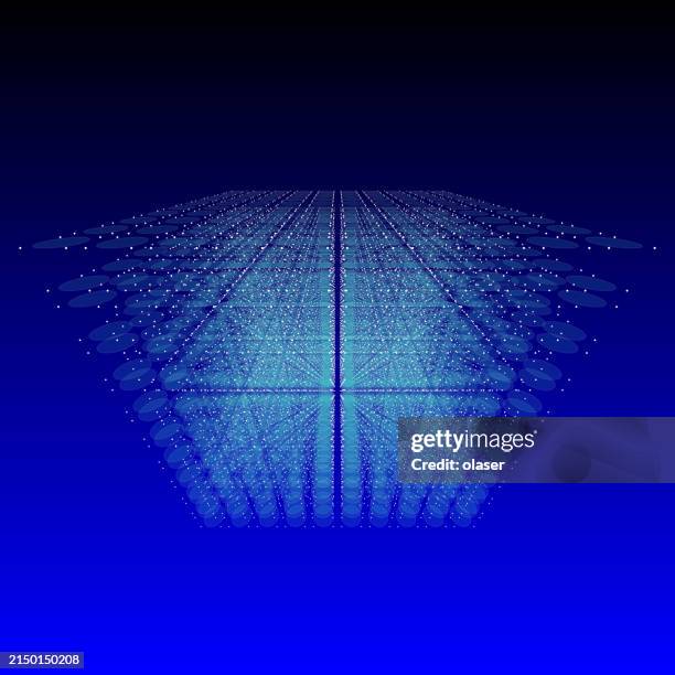 abstract cube with many connections. diminishing perspective. - quantum computer stock illustrations