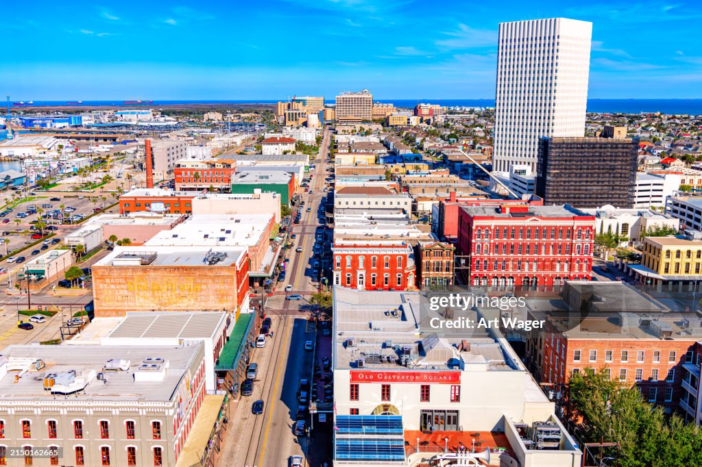 Paesaggio urbano aereo storico di Galveston, Texas