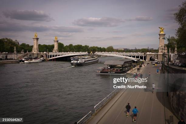 The Alexander III Bridge is standing in Paris, France, on April 23, 2024. The French capital is a few months away from the start of the Olympic...