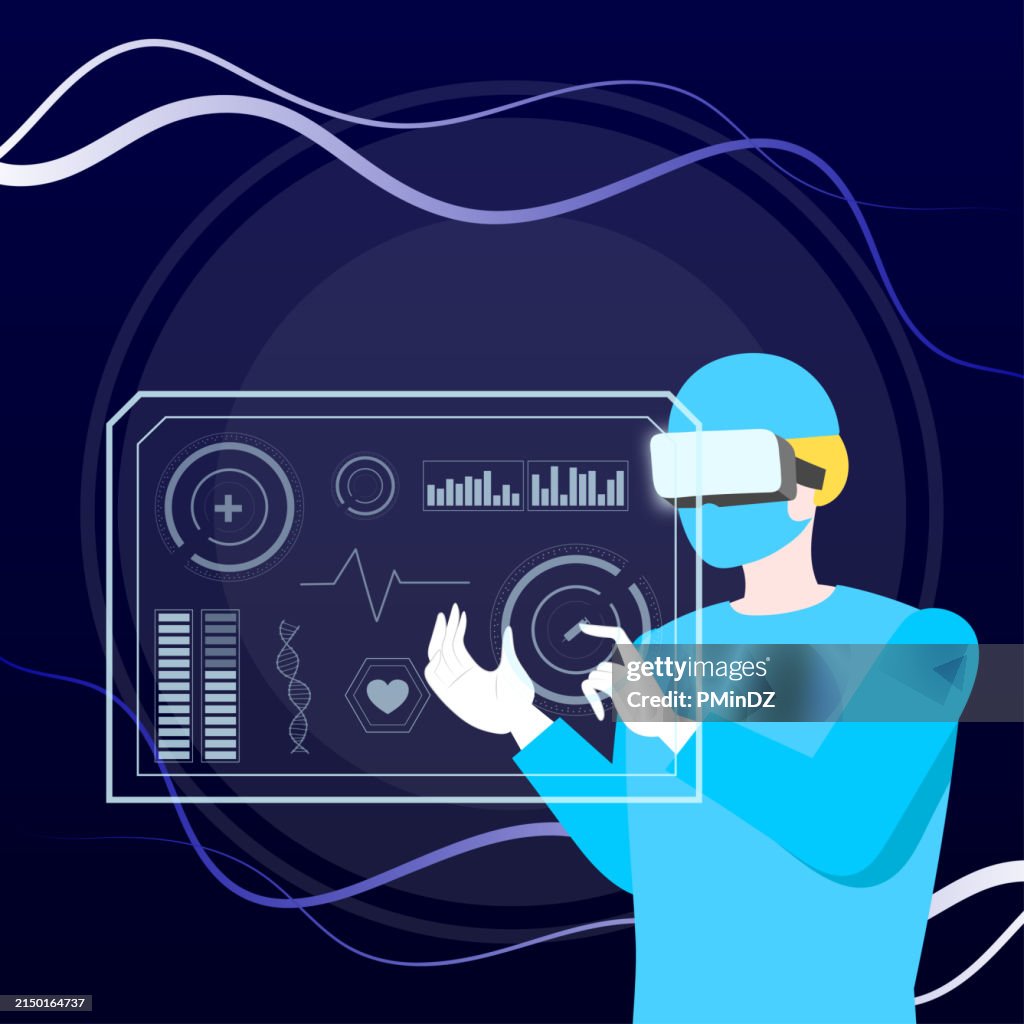 Futurism style illustrations,VR glasses