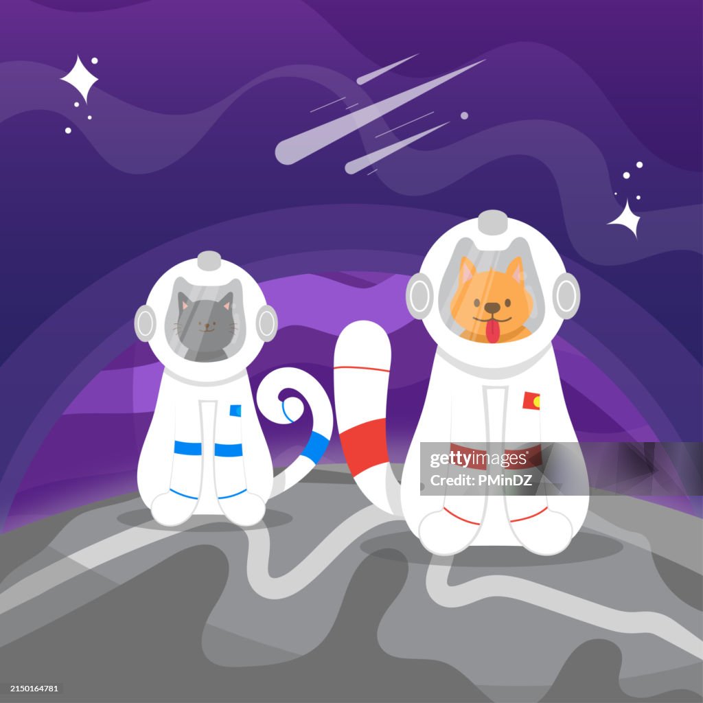Futurism style illustrations,animals in the galaxy