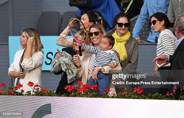 Ana Maria Parera, Maribel Nadal, and Mery Pererllo with her son Rafael, during the match between Rafael Nadal and Darwin Blanch at the Mutua Madrid...