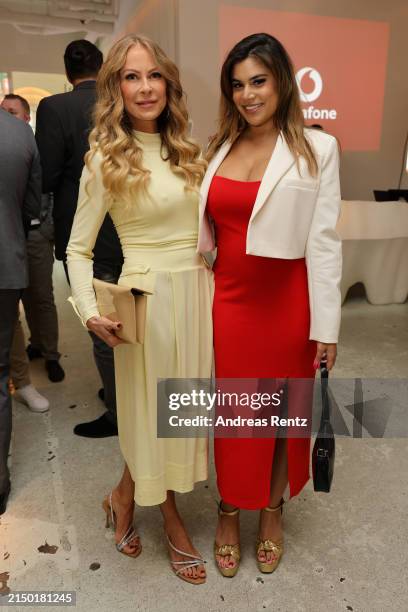 Jenny Elvers and Tanja Tischewitsch attend the Vodafone Night Of Entertainment at The Paradise Now on April 25, 2024 in Duesseldorf, Germany.