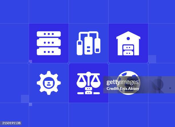data analytics icons - integrated systems icon stock illustrations