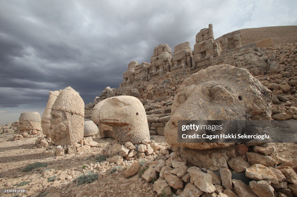 Mt Nemrut statues. West Terrace Head of Persian Eagle God and head of Lion