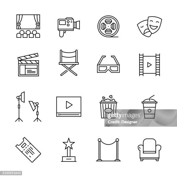 simple cinema and movie line icon set. film, entertainment, watching, performance. - director stock illustrations