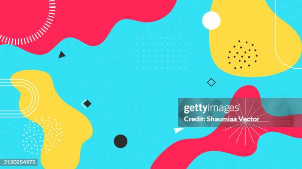 geometric shape element with liquid abstract bright colours background - comic book cover stock illustrations