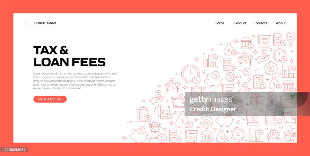 Fee Related Header Tax And Loan Fees Related Line Style Banner Design For Web Page ...