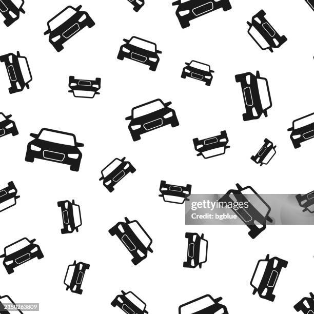 car - front view. seamless pattern. icons on white background - windshield view stock illustrations