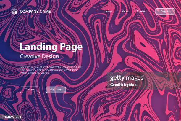 landing page template - liquid background with purple gradient - trendy design - dark marble texture stock illustrations