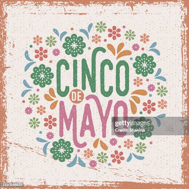 ilustraciones, imágenes clip art, dibujos animados e iconos de stock de cinco de mayo lettering design - v3 - cultura mexicana