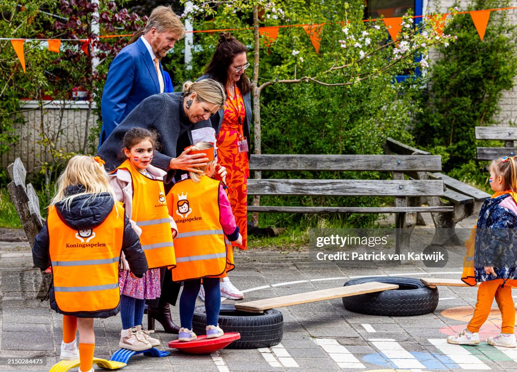 KIng Willem-Alexander & Queen Maxima Of The Netherlands Visits Attend the Kinsgame In Hoofddorp