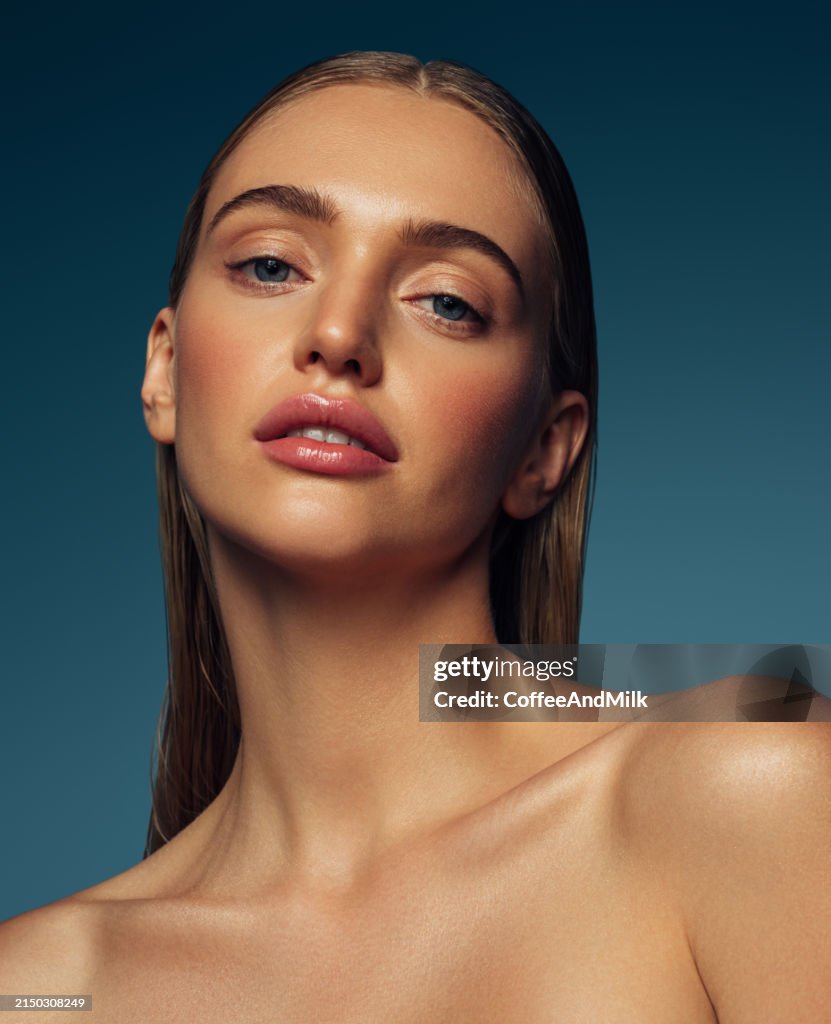 Portrait of a beautiful woman with natural make-up