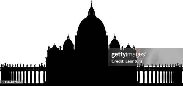 illustrations, cliparts, dessins animés et icônes de silhouette de la basilique saint-pierre, vatican - vatican