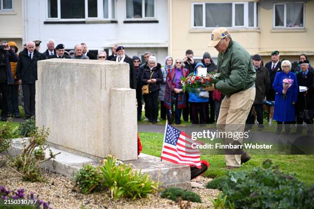 Representative of the United States of America pays his respects at a Remembrance Service to commemorate the 80th anniversary of Exercise Tiger in...