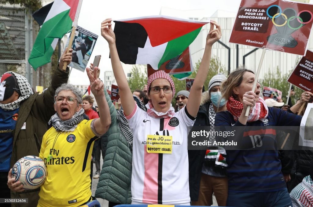 Demonstration against participation of Israeli athletes in 2024 Olympic Games in Paris