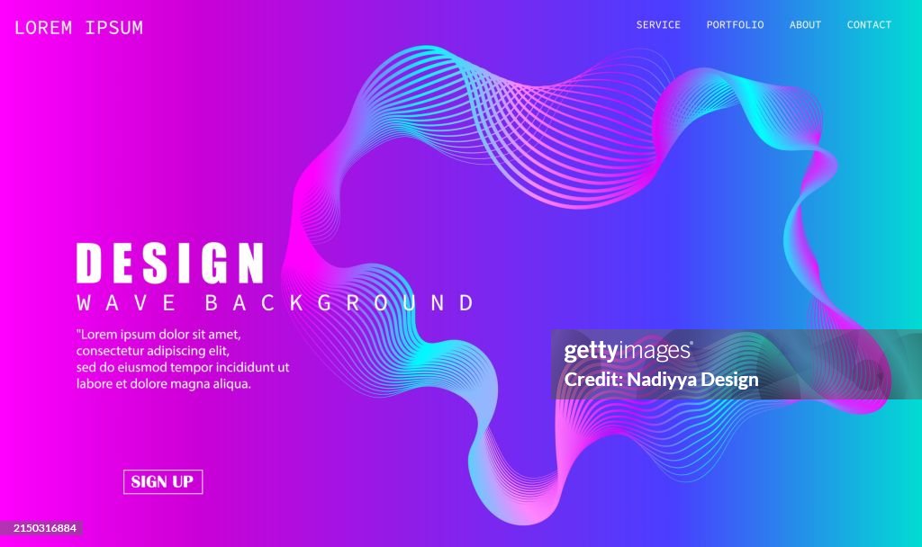 Particle technology background. Futuristic dot pattern. Gradient color music wave.