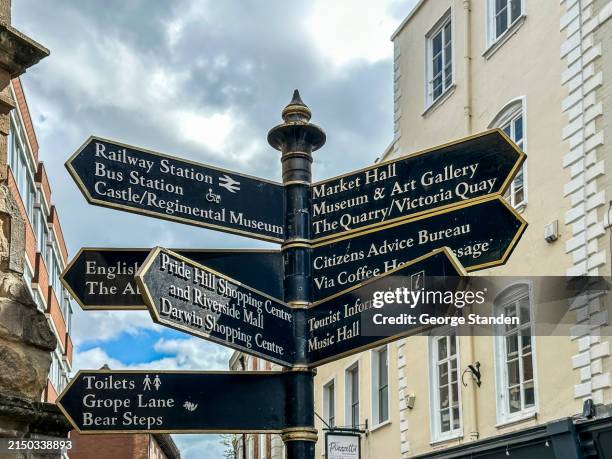 directional sign shrewsbury - shrewsbury england stock pictures, royalty-free photos & images
