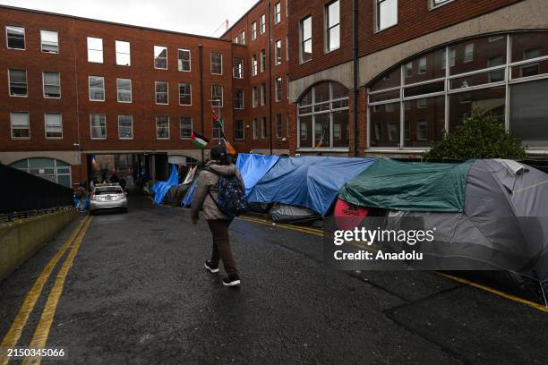 Tents cluster near Dublin's Office of International Protection, serving as temporary homes for asylum seekers amidst debates sparked by Ireland's...