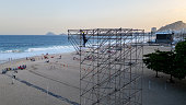 Workers Build Temporary Stage For Madonna One Week...