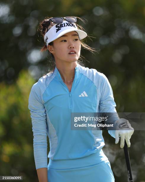 Grace Kim of Australia follows her shot from the third tee during the second round of the JM Eagle LA Championship presented by Plastpro at Wilshire...