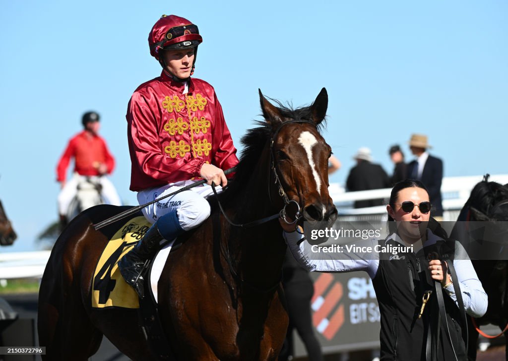 Melbourne Races Flash Ethan Brown riding Extratwo after winning in Race 4, the Blue Gum ...