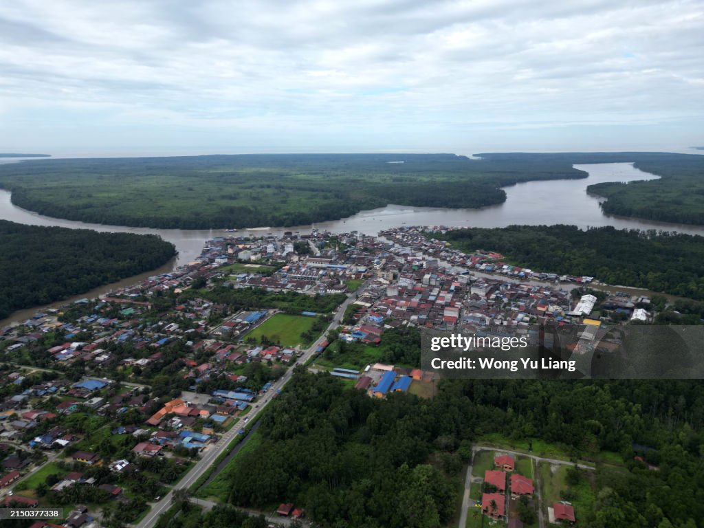 Aerial view of Kuala Sepetang town , Perak Malaysia