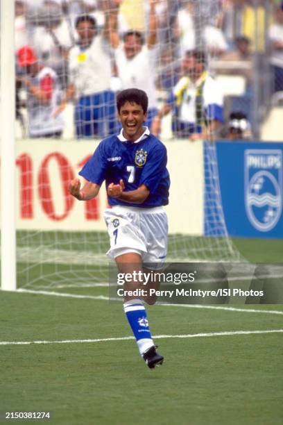 Bebeto of Brazil celebrates his goal which gave his side a 2-0 lead in the matchs 63rd minute during the quarterfinal match with the Netherlands...