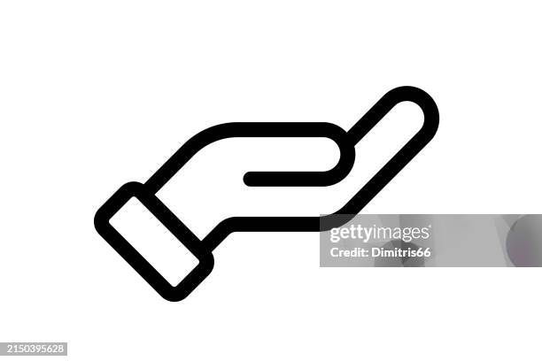 leere, ausgestreckte hand, die etwas präsentiert oder hält - handfläche stock-grafiken, -clipart, -cartoons und -symbole