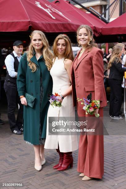 Princess Amalia of The Netherlands, Princess Alexia of The Netherlands and Princess Ariane of The Netherlands arrive for the King’s Day celebrations...
