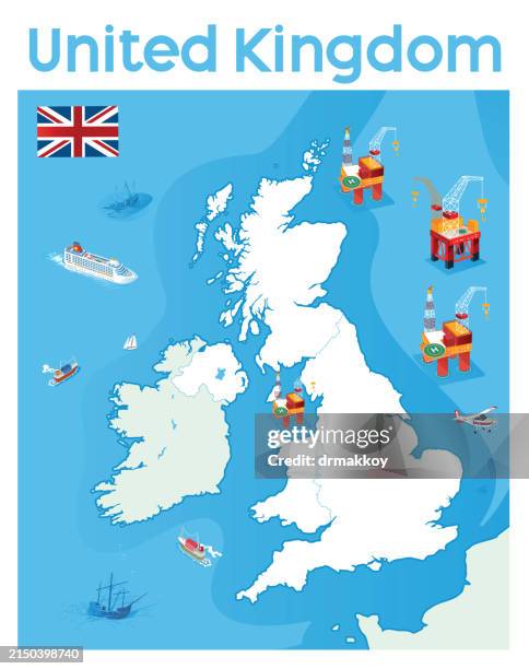 Oil Rig Map Uk North Sea Oil Rig High Res Illustrations - Getty Images