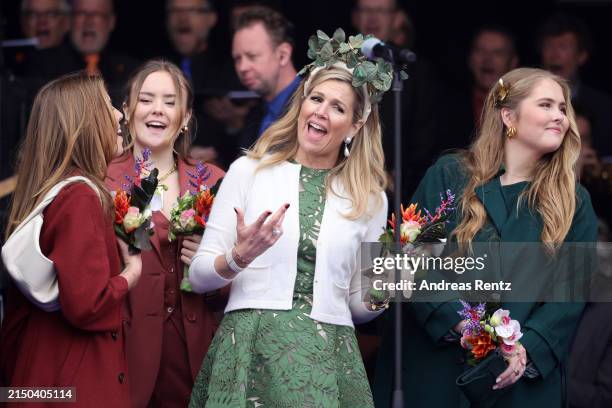 Princess Alexia of The Netherlands, Princess Ariane of The Netherlands, Queen Maxima of The Netherlands and Princess Amalia of The Netherlands are...