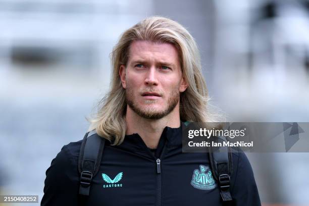 Loris Karius of Newcastle United arrives at the stadium prior to the Premier League match between Newcastle United and Sheffield United at St. James...